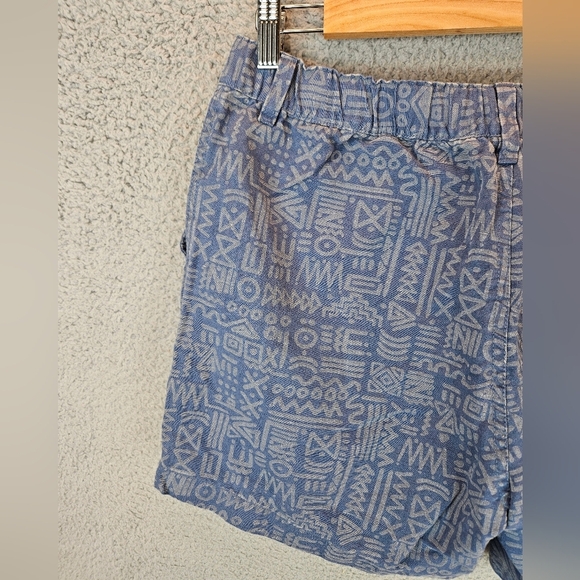Chubbies Shorts Mens Sz M Blue Aztec Print Cotton Linen Blend Elastic Waist - Picture 7 of 11